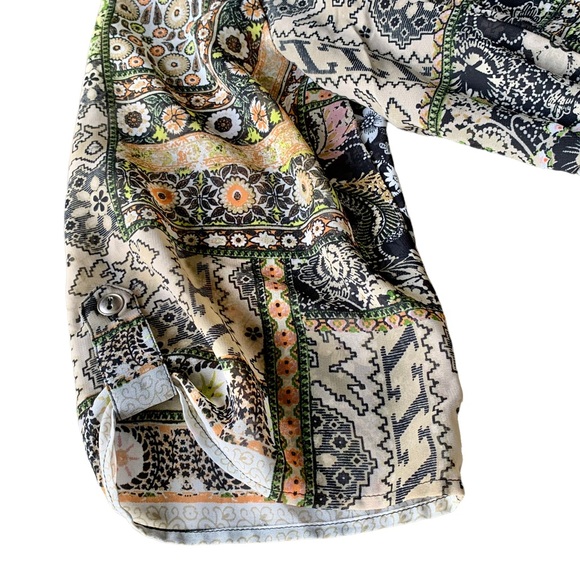 Enfocus Women Multicolor Patchwork Print 3/4 Sleeve Side Slits Midi Dress - Picture 4 of 11